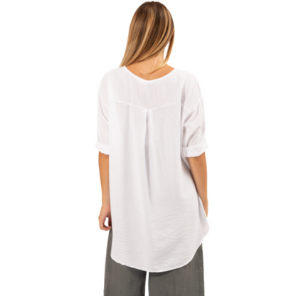 VERA MAY ITALIAN WHITE VISCOSE TOP 6396