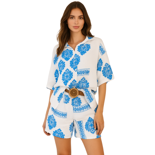 6397 L.BLUE ITALIAN LINEN TOP