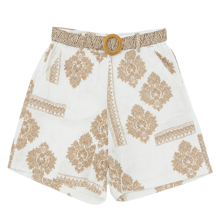 6398 BEIGE ITALIAN LINEN SHORTS
