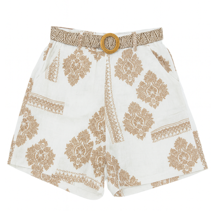 6398 BEIGE ITALIAN LINEN SHORTS