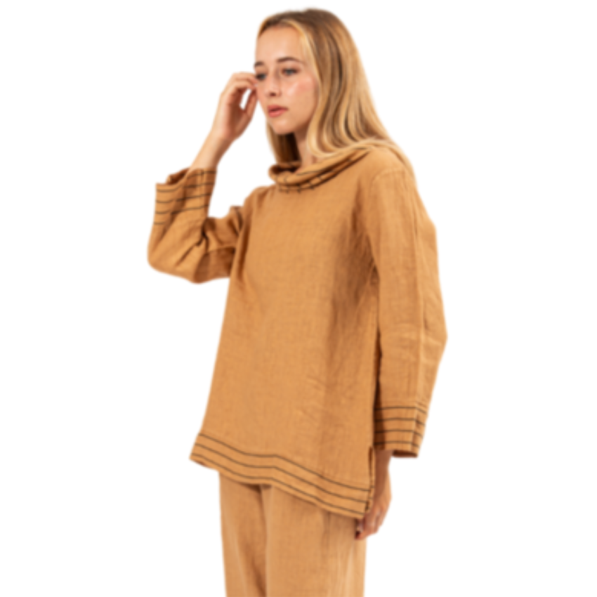 Vera May Italian Linen Camel Top 6399