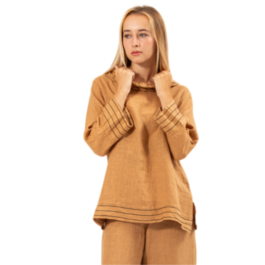 Vera May Italian Linen Camel Top 6399