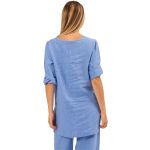6401 Blue Vera May Italian Linen Top