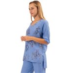 6401 Blue Vera May Italian Linen Top