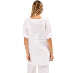 6401 White Vera May Italian Linen Top