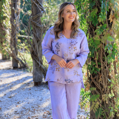 6401 Lilac Vera May Italian Linen Top