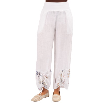 6402 White Vera May Italian Linen Pant