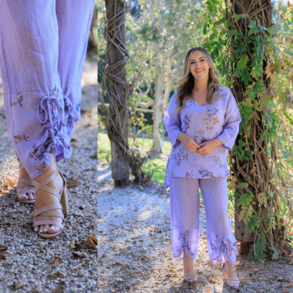 6402 Lilac Vera May Italian Linen Pant