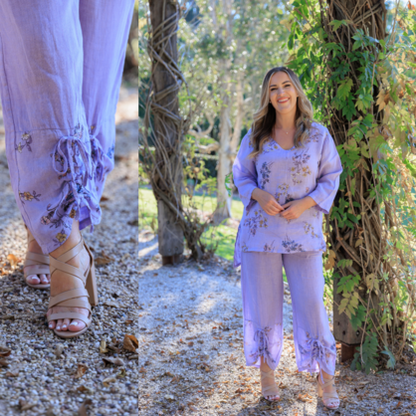 6402 Lilac Vera May Italian Linen Pant