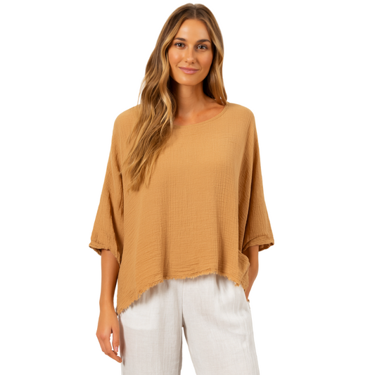 6406 CAMEL ITALIAN COTTON TOP