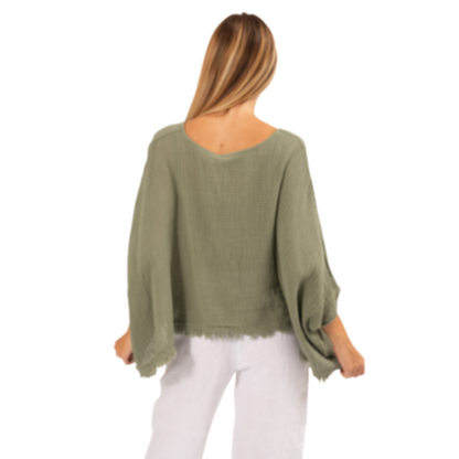 6406 SAGE ITALIAN COTTON TOP