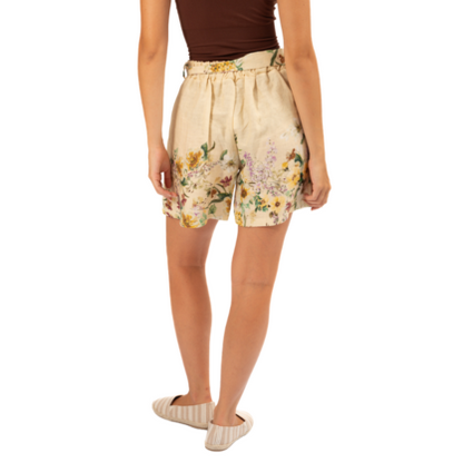VERA MAY ITALIAN LINEN LEMON FLORAL SHORT 6411