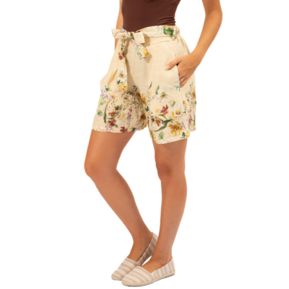 VERA MAY ITALIAN LINEN LEMON FLORAL SHORT 6411