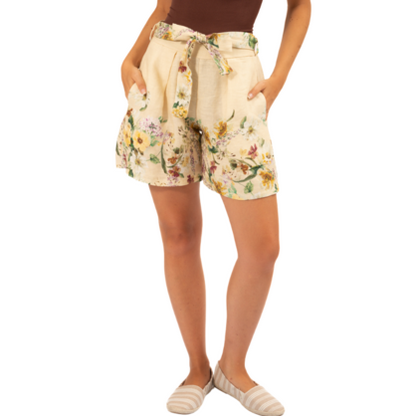 VERA MAY ITALIAN LINEN LEMON FLORAL SHORT 6411
