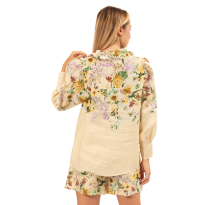 VERA MAY ITALIAN LINEN LEMON FLORAL TOP 6410
