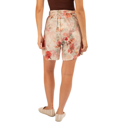 VERA MAY ITALIAN LINEN APRICOT FLORAL SHORT 6413