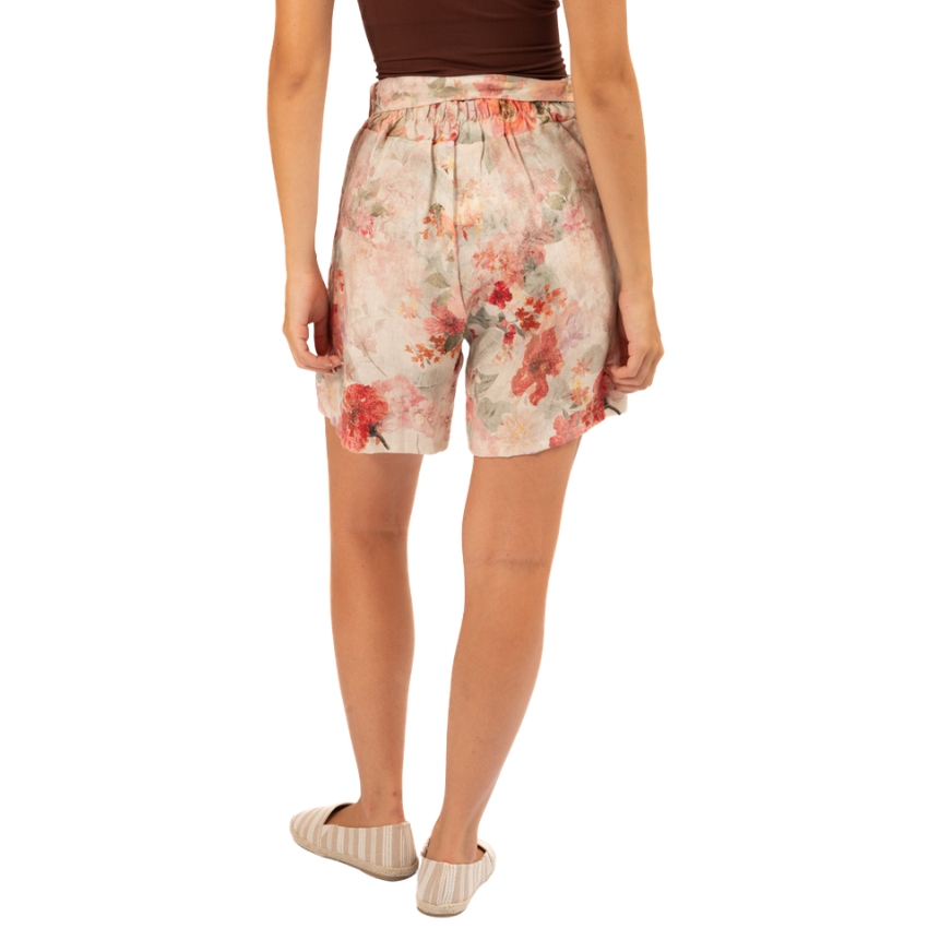 VERA MAY ITALIAN LINEN APRICOT FLORAL SHORT 6413