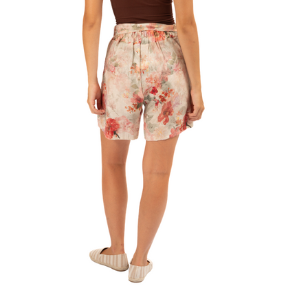 VERA MAY ITALIAN LINEN APRICOT FLORAL SHORT 6413