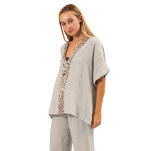 6419 PERLA ITALIAN LINEN TOP