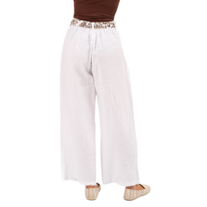 Vera May Italian Linen White Pant 6420