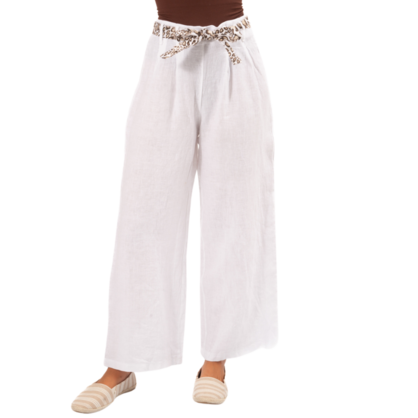 Vera May Italian Linen White Pant 6420