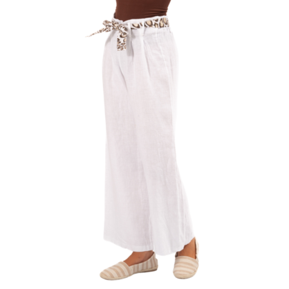 Vera May Italian Linen White Pant 6420