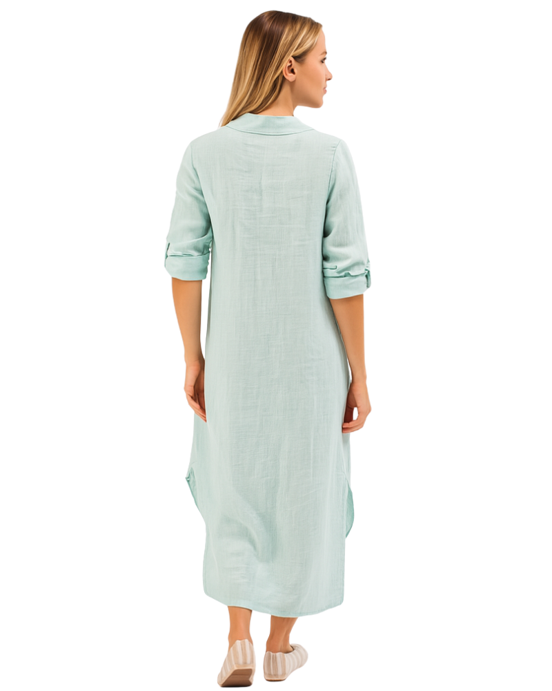 Vera May Italian Linen Aqua Dress 6423