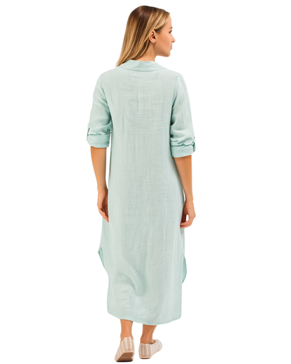 Vera May Italian Linen Aqua Dress 6423