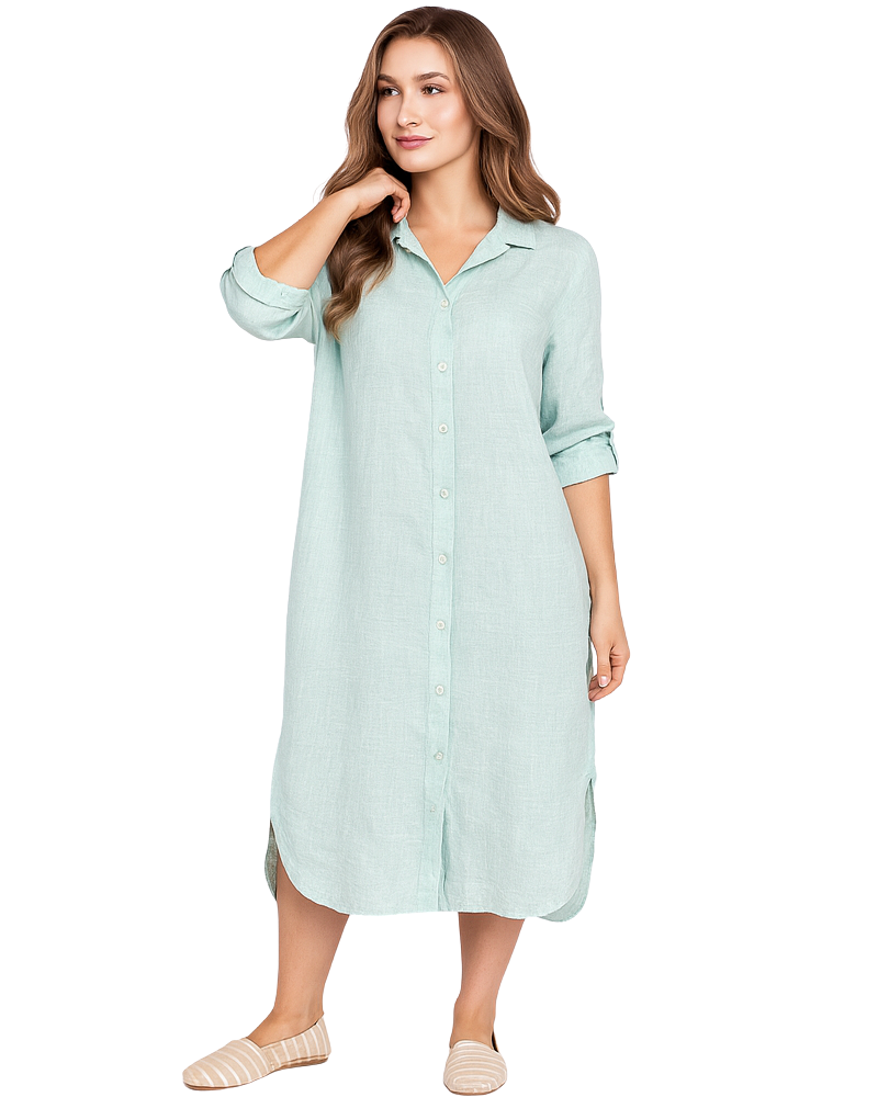 Vera May Italian Linen Aqua Dress 6423
