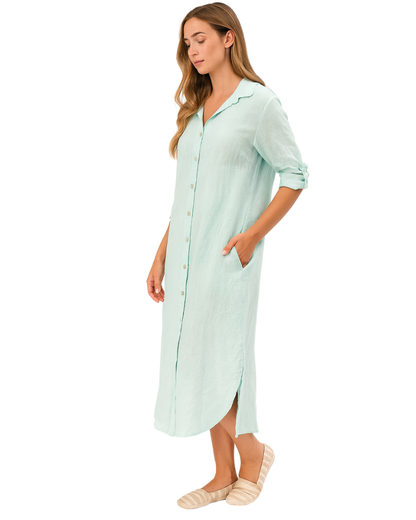 Vera May Italian Linen Aqua Dress 6423