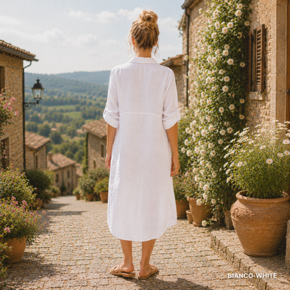 Vera May Italian Linen Bianco White Dress 6423