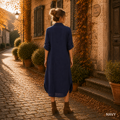 Vera May Italian Linen Navy Dress 6423