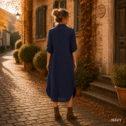 Vera May Italian Linen Navy Dress 6423