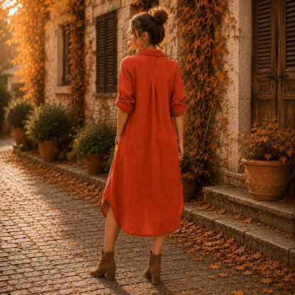 Vera May Italian Linen Rust Dress 6423