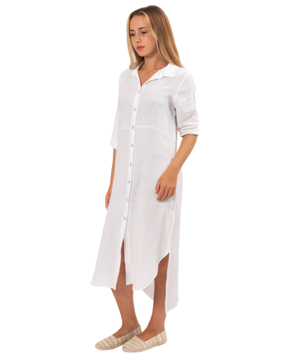 Vera May Italian Linen Bianco White Dress 6423
