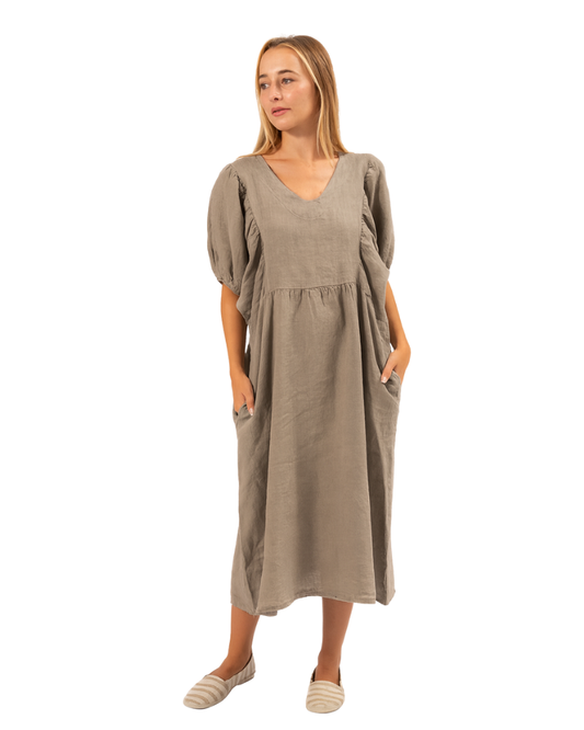 6426 Fango Vera May Italian Linen Dress