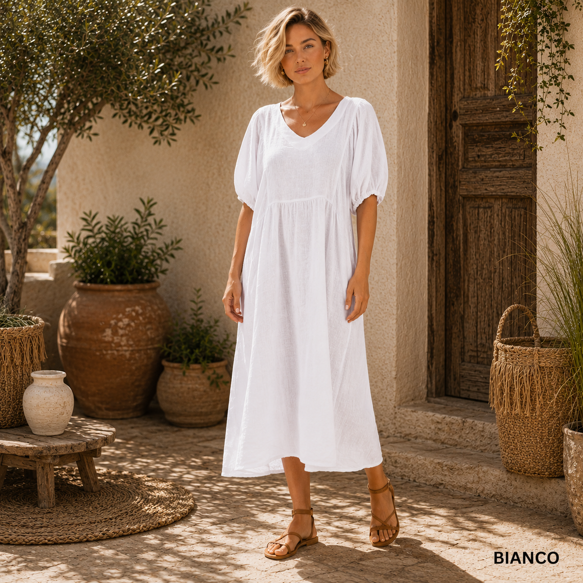 Vera May Italian Linen White Dress 6426