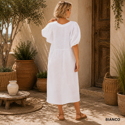 Vera May Italian Linen White Dress 6426