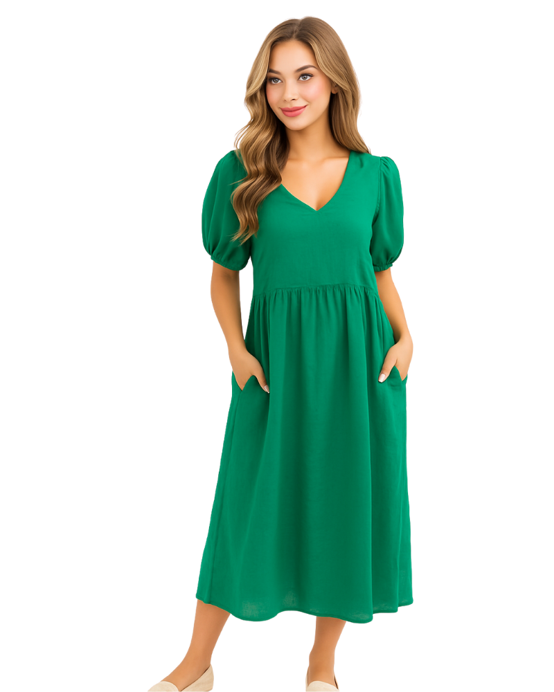 6426 Gucci Green Vera May Italian Linen Dress
