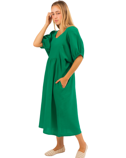 6426 Gucci Green Vera May Italian Linen Dress
