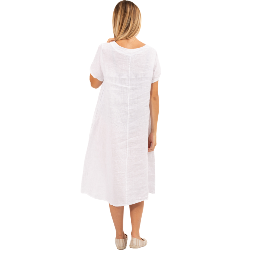 6427 Bianco Vera May Italian Linen Dress - veramaystore 6427 Bianco Vera May Italian Linen Dress - veramaystore