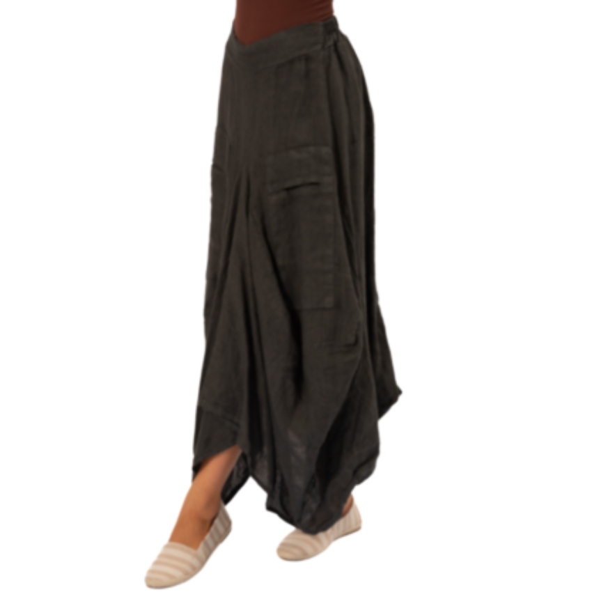 VERA MAY GRIGIO ITALIAN LINEN SKIRT 6429