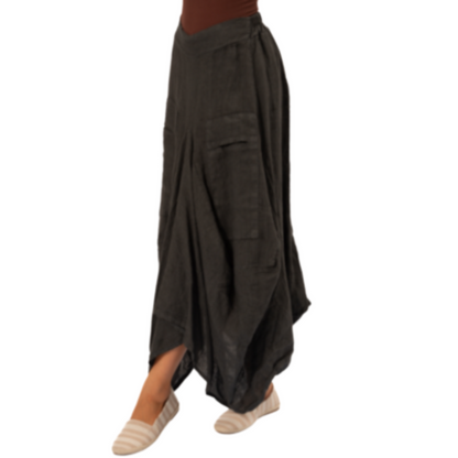 VERA MAY GRIGIO ITALIAN LINEN SKIRT 6429