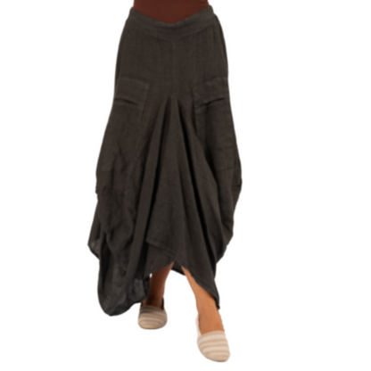 VERA MAY GRIGIO ITALIAN LINEN SKIRT 6429