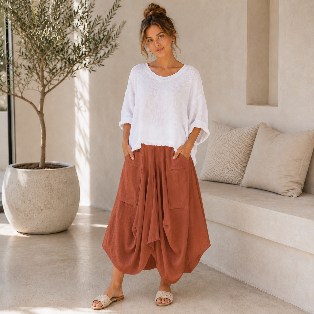 ITALIAN LINEN SKIRT (6429)