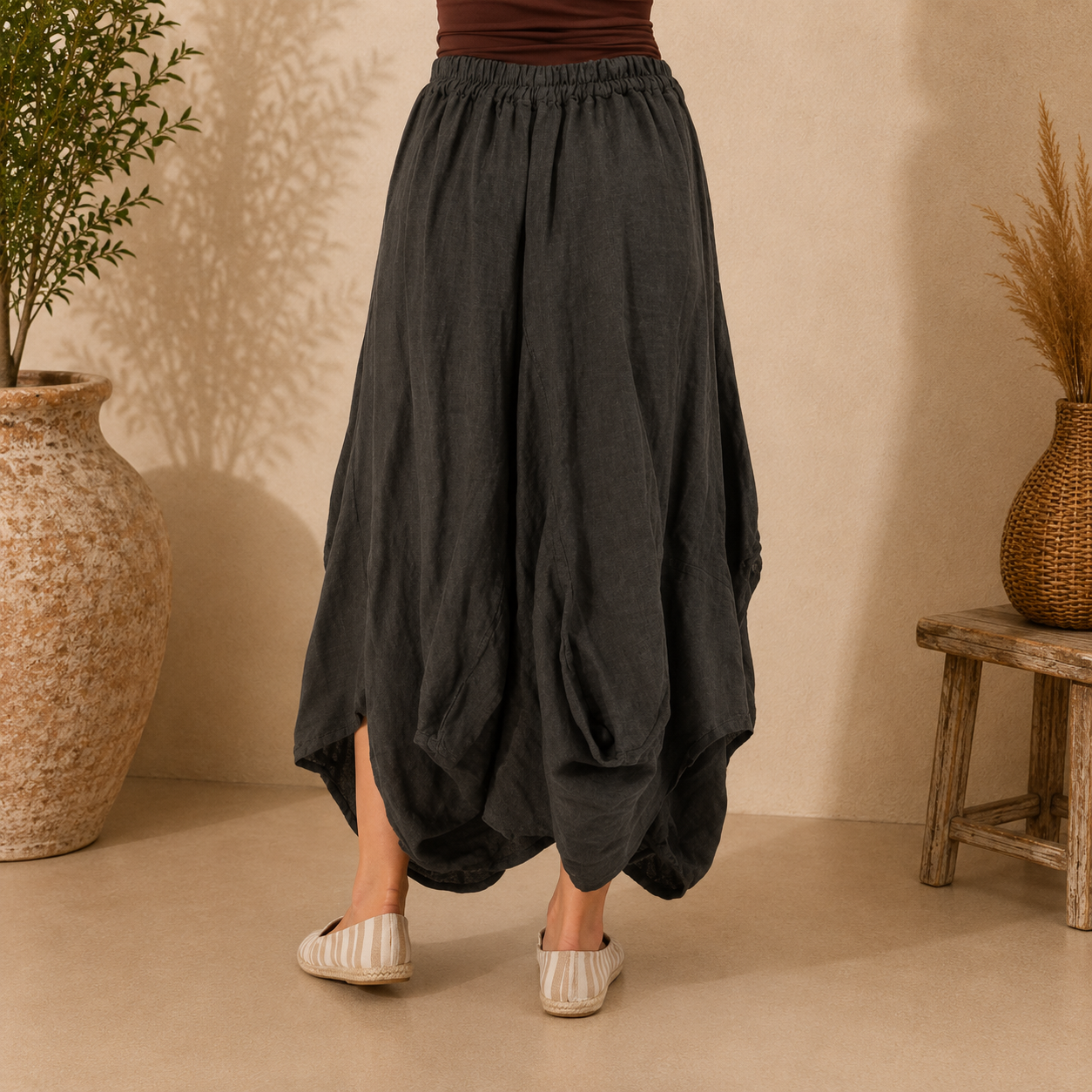 Vera May 6429 Italian linen skirt Grigio back