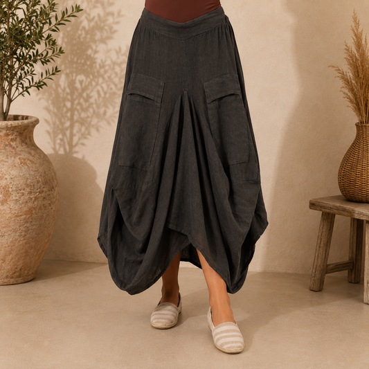 Vera May 6429 Italian linen skirt Grigio front