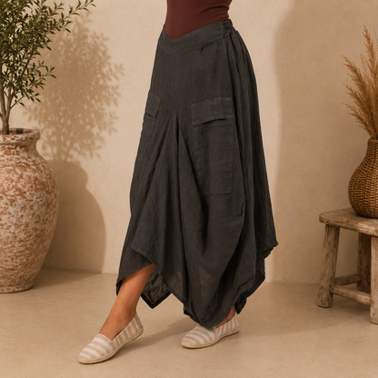 Vera May 6429 Italian linen skirt Grigio side
