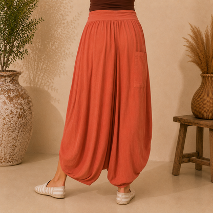 Vera May 6429 Italian linen skirt Rust back