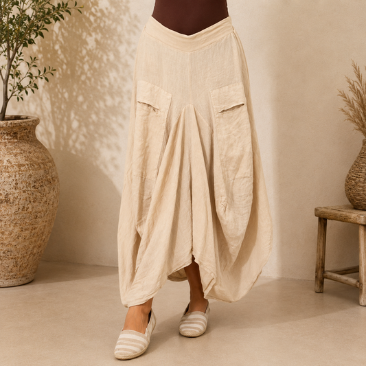 Vera May 6429 Italian linen skirt Sabbia front